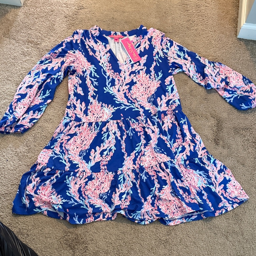 Lilly Pulitzer NWT Women’s Medium Traci Long Sleeve “Swim on Over”Dress